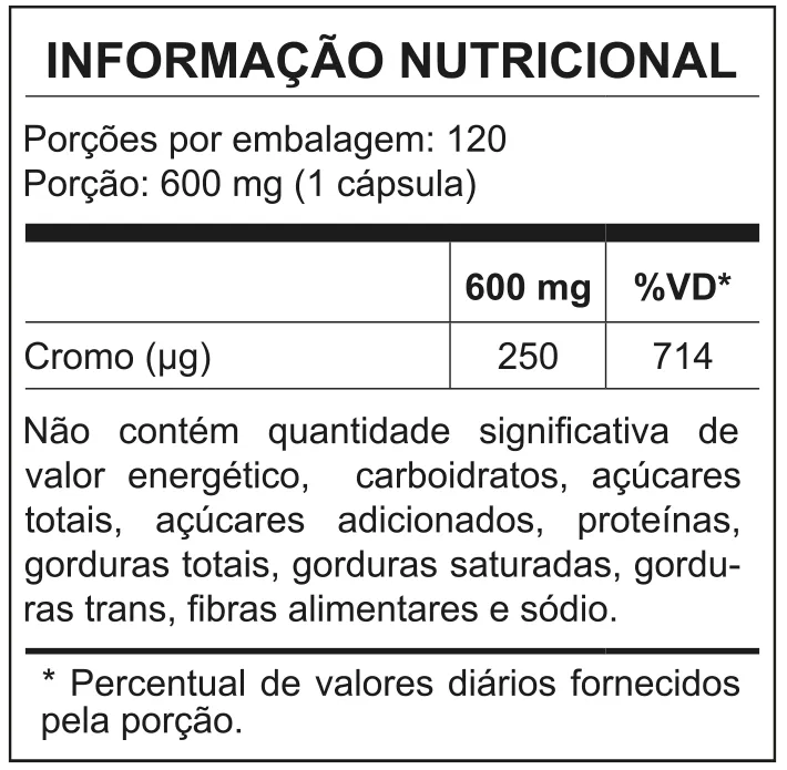 PICOLINATO DE CROMO - 120 cápsulas 72g